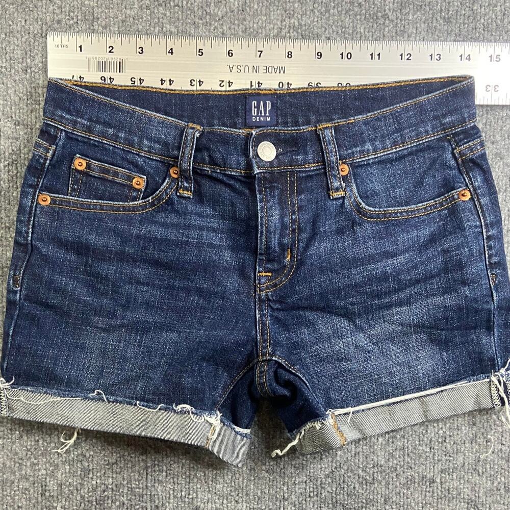 GAP Jean Shorts - Women's 24 Petite - 5" inseam - dark blue wash with cuff
